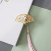 Chinese Style Brass Fan Bookmark with Tassel