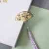 Chinese Style Brass Fan Bookmark with Tassel