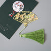 Chinese Style Brass Fan Bookmark with Tassel