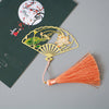 Chinese Style Brass Fan Bookmark with Tassel