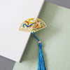 Chinese Style Brass Fan Bookmark with Tassel