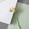 Chinese Style Brass Fan Bookmark with Tassel