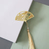 Chinese Style Brass Fan Bookmark with Tassel