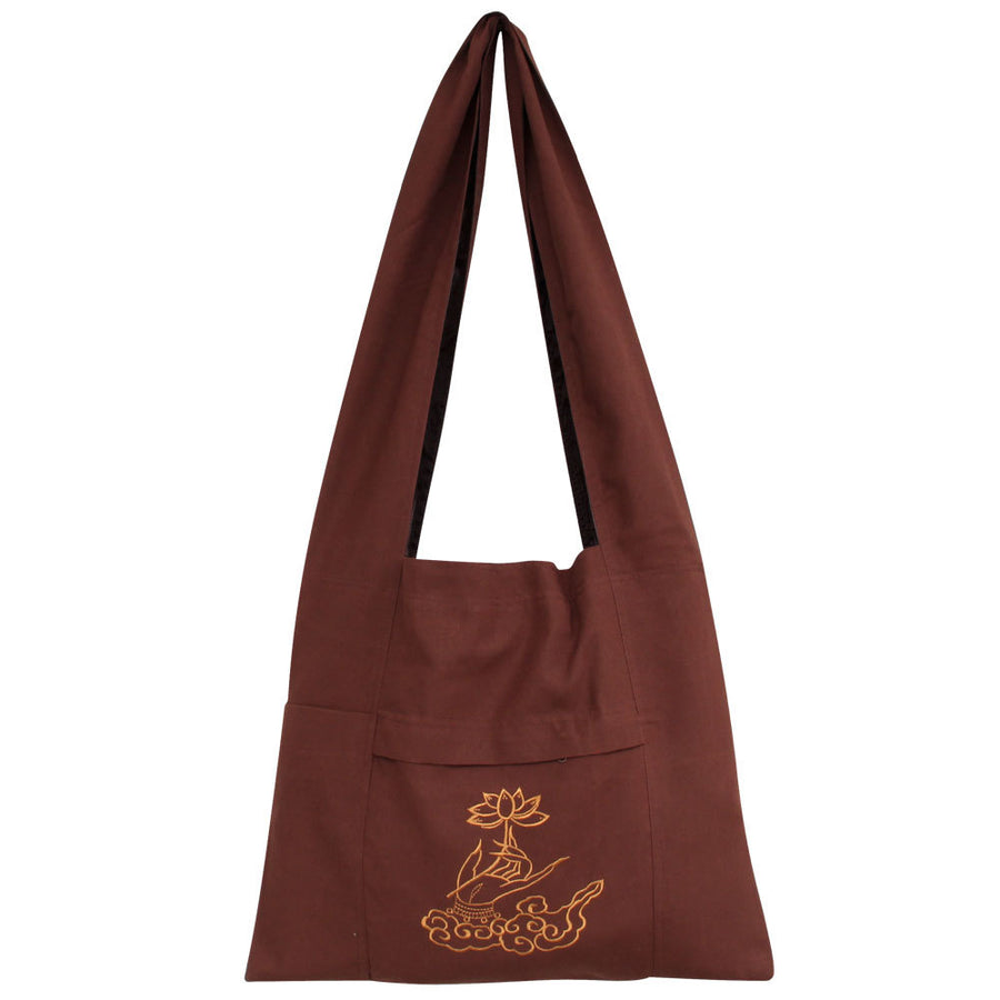 Cotton Canvas Lotus Tote Bag for Meditation and Temple Visits