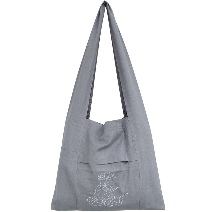 Cotton Canvas Lotus Tote Bag for Meditation and Temple Visits