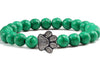 Save A Dog Stone Bracelet with Paw Charm, 8mm Beads