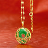 Green Jadeite Dragon Phoenix Peace Buckle Necklace