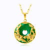 Green Jadeite Dragon Phoenix Peace Buckle Necklace