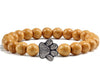Save A Dog Stone Bracelet with Paw Charm, 8mm Beads
