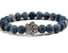 Save A Dog Stone Bracelet with Paw Charm, 8mm Beads