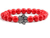 Save A Dog Stone Bracelet with Paw Charm, 8mm Beads