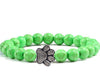 Save A Dog Stone Bracelet with Paw Charm, 8mm Beads
