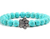 Save A Dog Stone Bracelet with Paw Charm, 8mm Beads