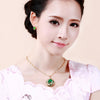 Green Jadeite Dragon Phoenix Peace Buckle Necklace