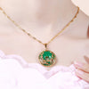 Green Jadeite Dragon Phoenix Peace Buckle Necklace