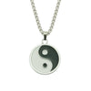 Yin Yang Necklace Pendant with Bagua Symbol in Silver Tone