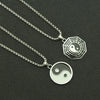 Yin Yang Necklace Pendant with Bagua Symbol in Silver Tone