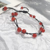 Red Agate Bead Bracelet with Heart Knot
