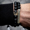 Frosted Lava Rock Bracelet Set with Crown Charm