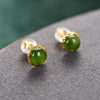 925 Sterling Silver Gold Plated Hetian Jade Stud Earrings
