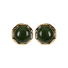 925 Sterling Silver Gold Plated Hetian Jade Stud Earrings