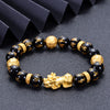 Black Onyx Pixiu Bracelet with Six-Syllable Mantra