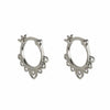 Lotus Flower Pattern Hoop Earrings, 925 Silver Posts