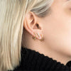 Lotus Flower Pattern Hoop Earrings, 925 Silver Posts