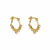 Lotus Flower Pattern Hoop Earrings, 925 Silver Posts