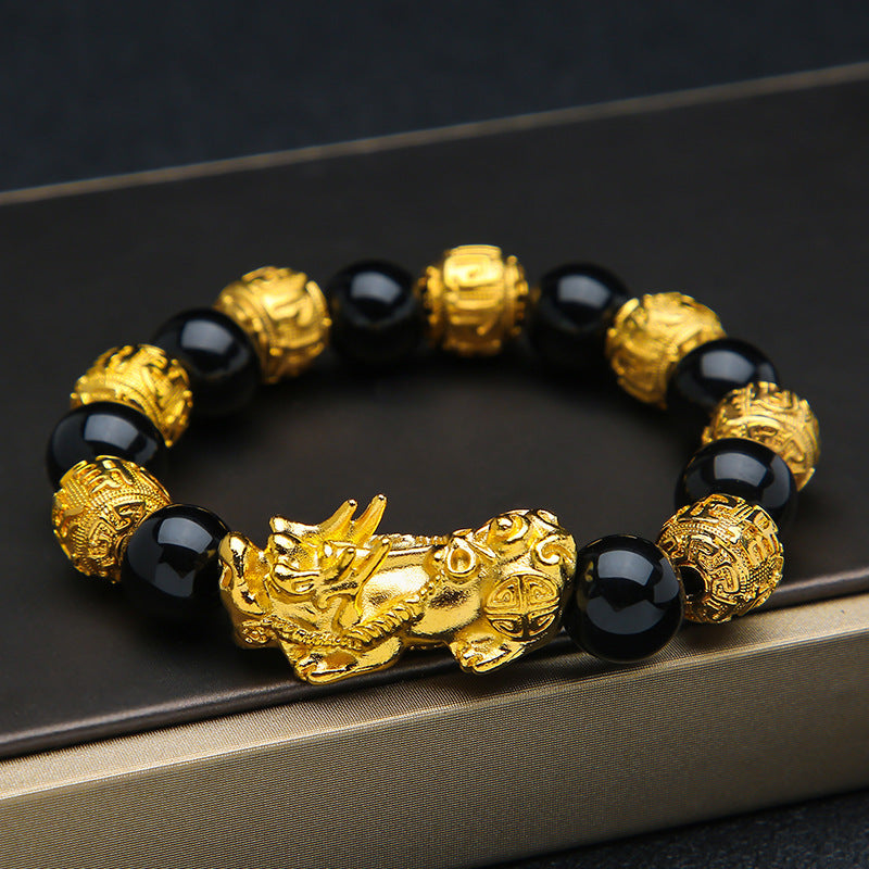FengShui PiXiu Wealth Bracelet with Black Beads