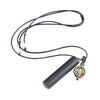 Ebony Wood Dragon Pillar Necklace with Peace Buckle Charm