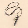 Ebony Wood Dragon Pillar Necklace with Peace Buckle Charm