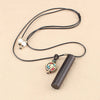 Ebony Wood Dragon Pillar Necklace with Peace Buckle Charm