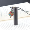 Ebony Wood Dragon Pillar Necklace with Peace Buckle Charm