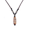 Agate Dzi Necklace with Om Mani Padme Hum