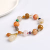 Golden Silk Jade Lotus Bracelet, Natural Stone Beads