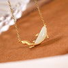 Sterling Silver White Jade Dolphin Necklace