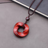Red Sandalwood Twist Pendant Necklace, Long Cord
