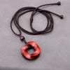Red Sandalwood Twist Pendant Necklace, Long Cord