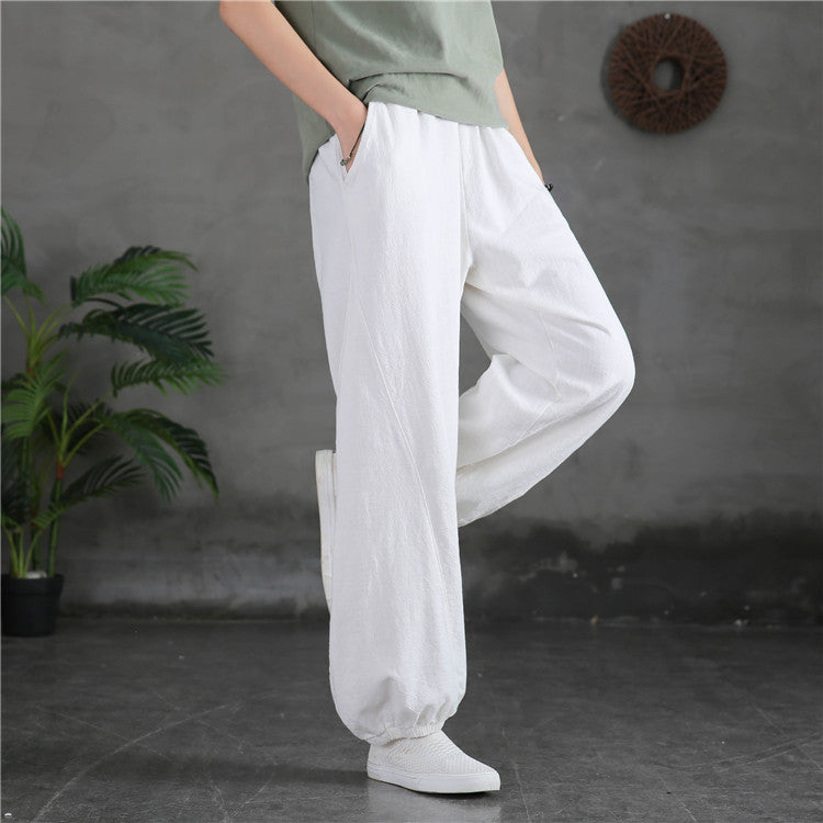 Ramie Linen Cotton Women's Pants With Pockets