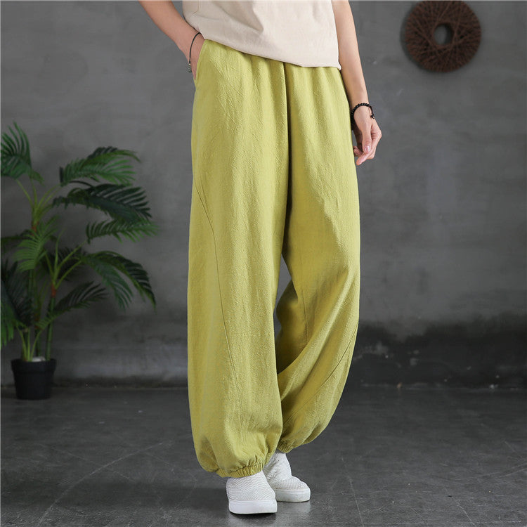 Ramie Linen Cotton Women's Pants With Pockets