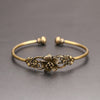 Antique Brass Flower Cuff Bracelet, Open Bangle