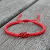 Handmade Red String Bracelet with Double Coin Knot for Luck and Protection