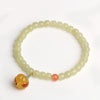 Hetian Jade Bracelet with Amber Pumpkin Charm