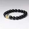 Agate and Chalcedony Bead Bracelet with Gold-Tone Charm