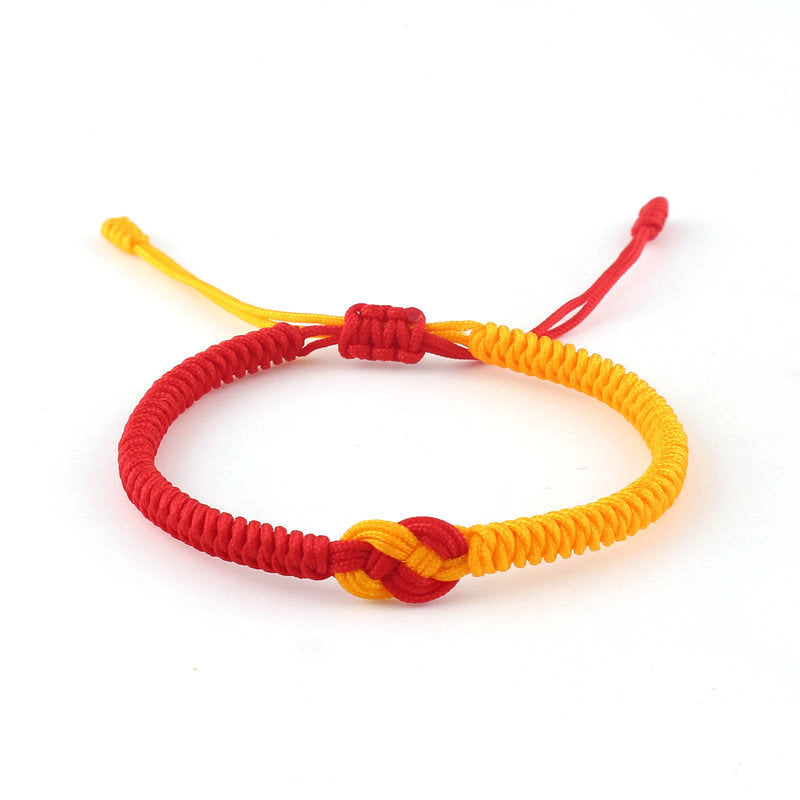 Handmade Red String Bracelet with Double Coin Knot for Luck and Protection