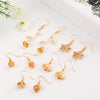 Copper Dangle Earrings, Gold-Tone Leaf and Flower Motifs