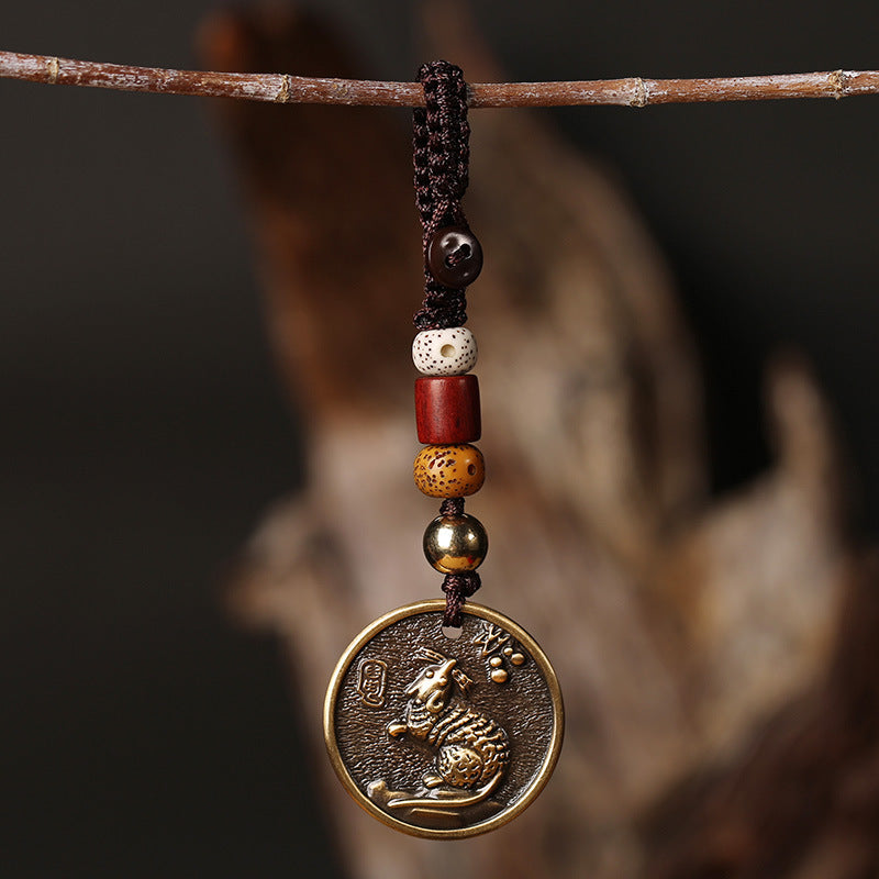 Chinese Zodiac Brass Keychain Decoration for Luck