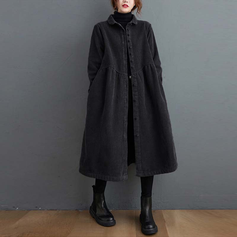 Women's Corduroy Fleece-Lined Coat With Pockets