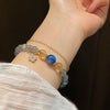 Natural Moonstone Flower Charm Beads Bracelet